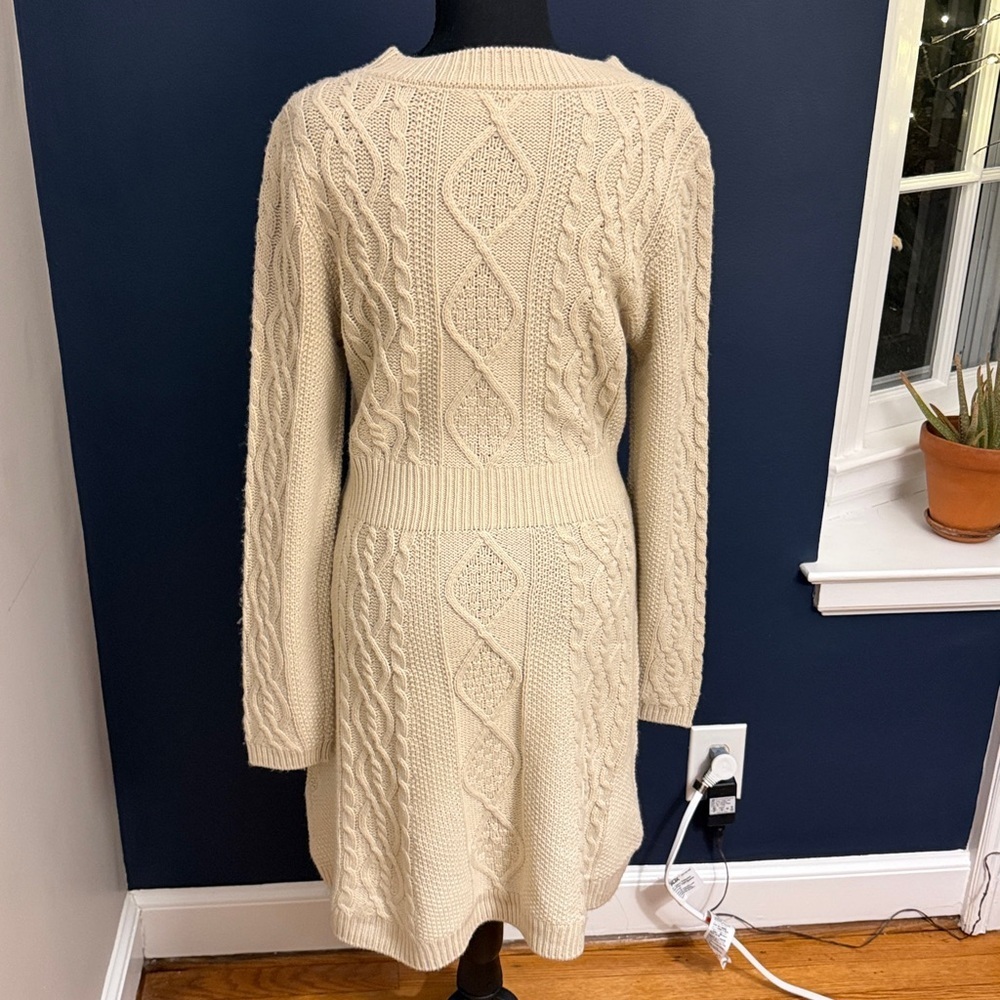Lucky Brand Cream Cable Knit Sweater Dress Size M - Picture 7 of 8